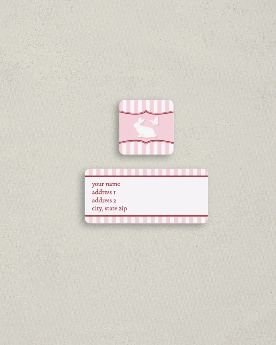 This is a 2¼" x 1" Labels; 1" x 1" Seals Return Address Label called Some Bunny Loves You! printed in full color