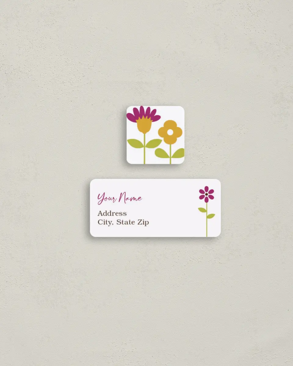 This is a 2¼" x 1" Labels; 1" x 1" Seals Return Address Label called Single Stems printed in full color