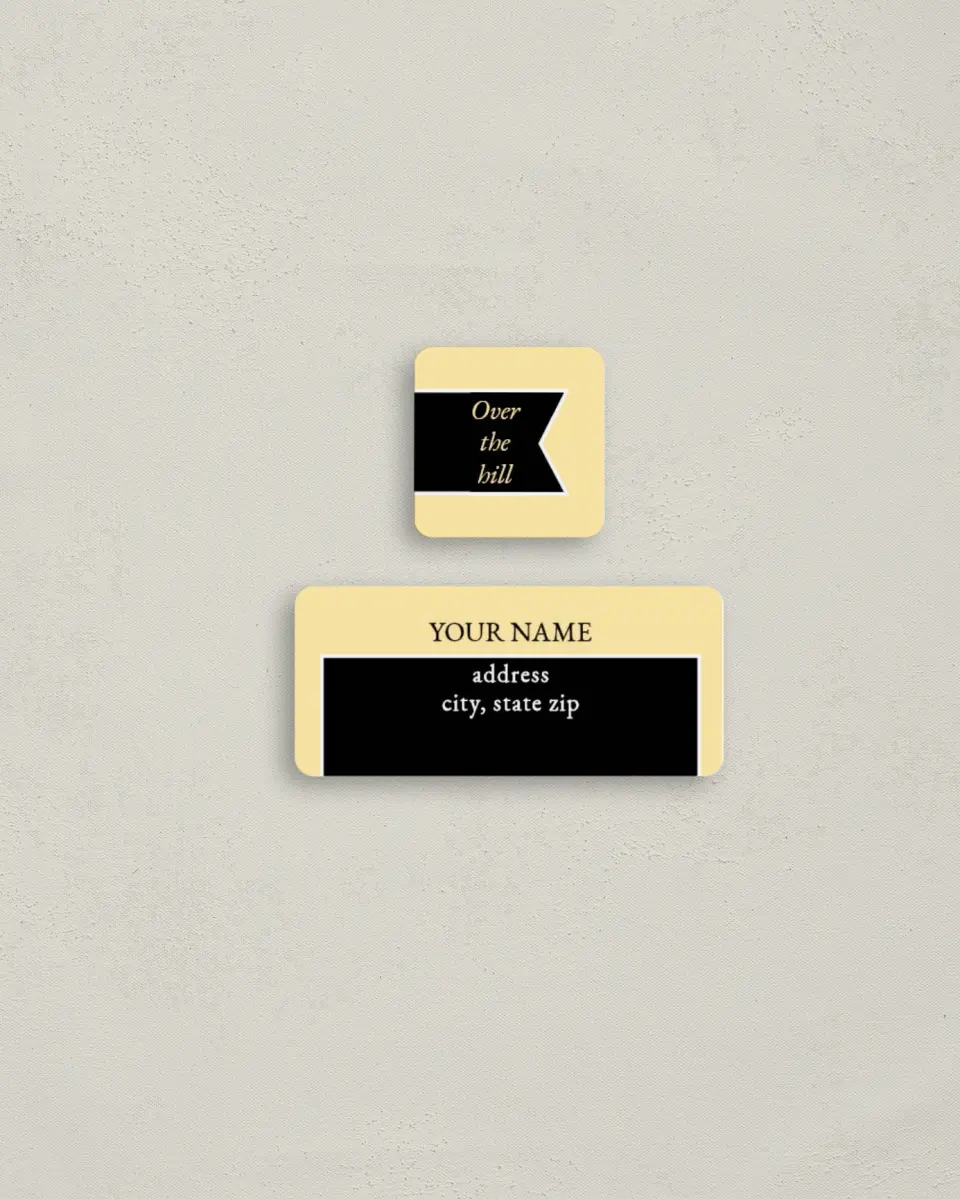This is a 2¼" x 1" Labels; 1" x 1" Seals Return Address Label called 50 Years Young printed in full color