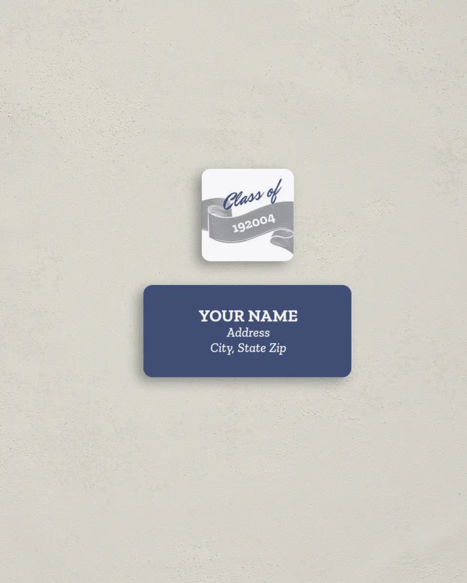 This is a 2¼" x 1" Labels; 1" x 1" Seals Return Address Label called 20 Year Reunion printed in full color