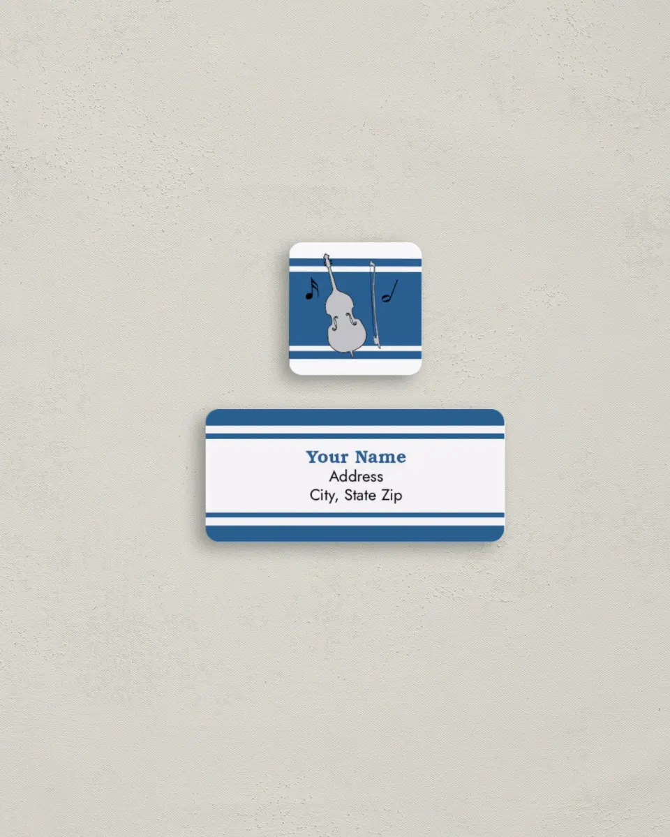 This is a 2¼" x 1" Labels; 1" x 1" Seals Return Address Label called Orchestrate a Reunion printed in full color