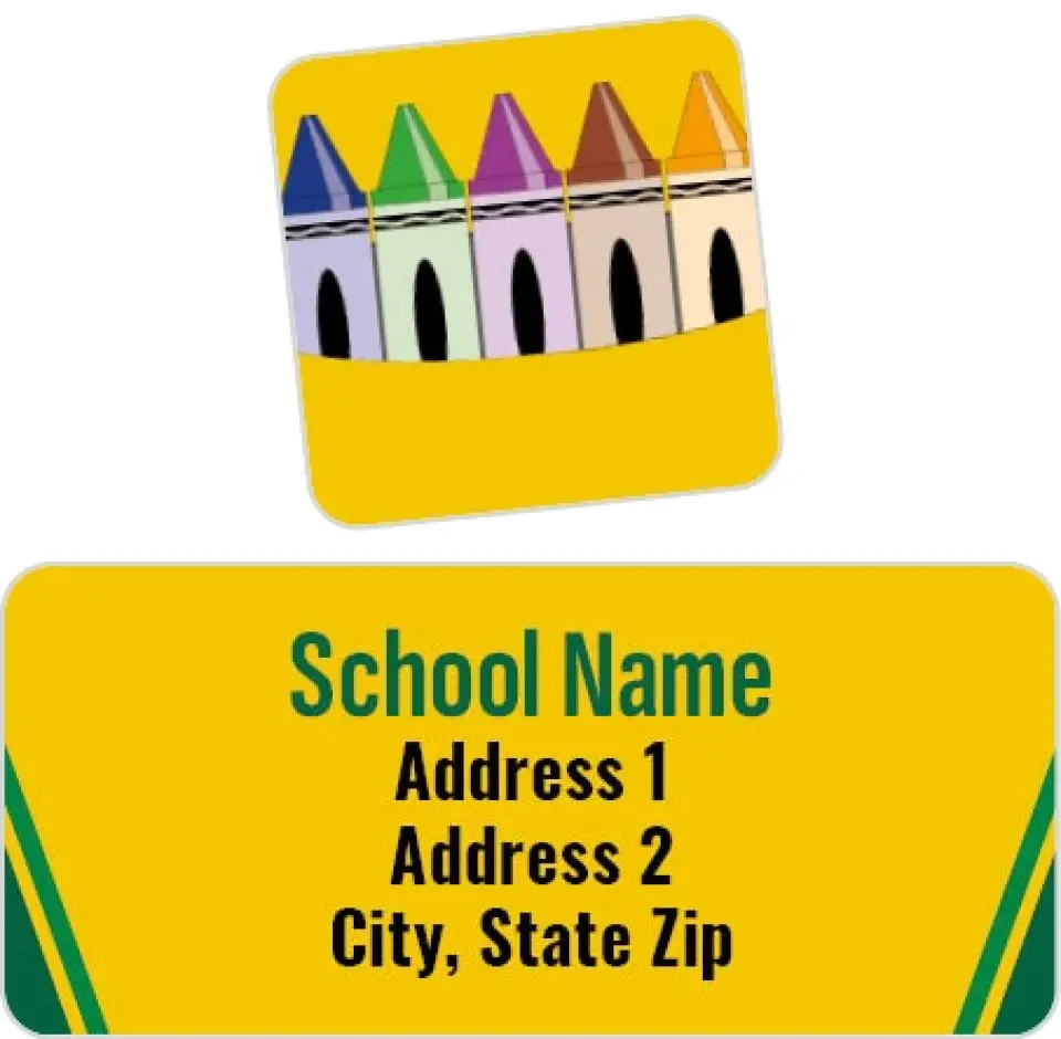 This is a 2¼" x 1" Labels; 1" x 1" Seals Return Address Label called Crayon Box Background printed in full color
