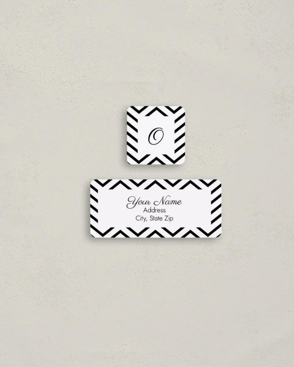 This is a 2¼" x 1" Labels; 1" x 1" Seals Return Address Label called Double Sweet Stripes printed in full color