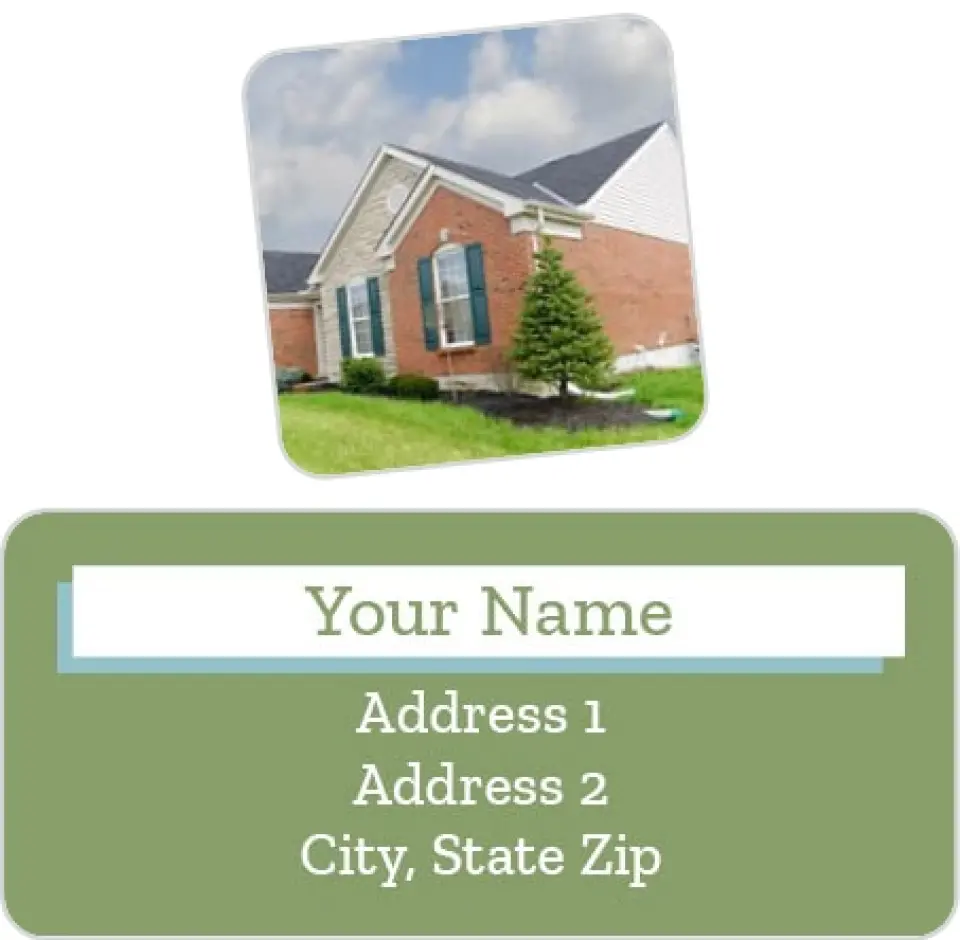 This is a 2¼" x 1" Labels; 1" x 1" Seals Return Address Label called Home Dedication printed in full color