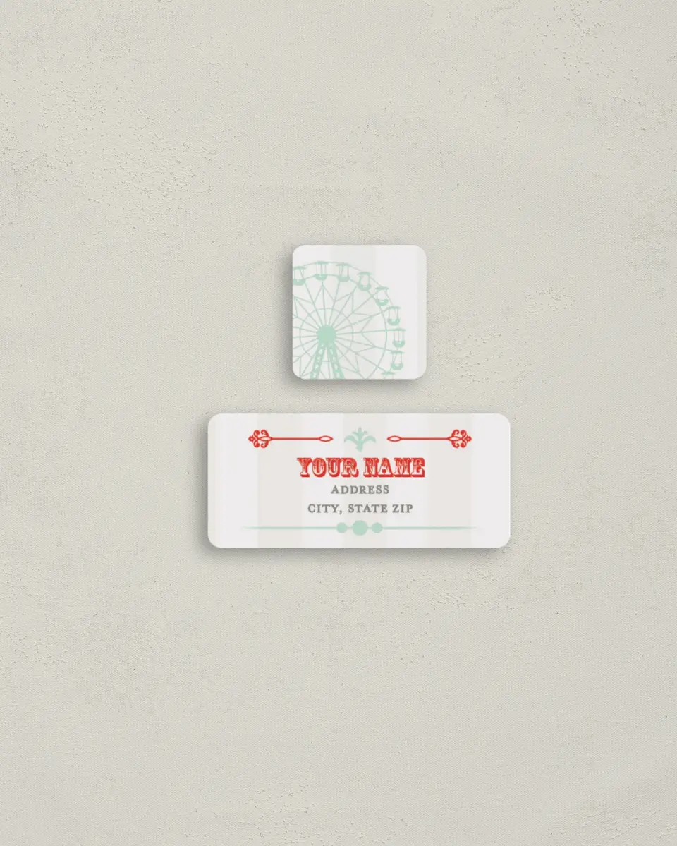 This is a 2¼" x 1" Labels; 1" x 1" Seals Return Address Label called Carnival Crush printed in full color