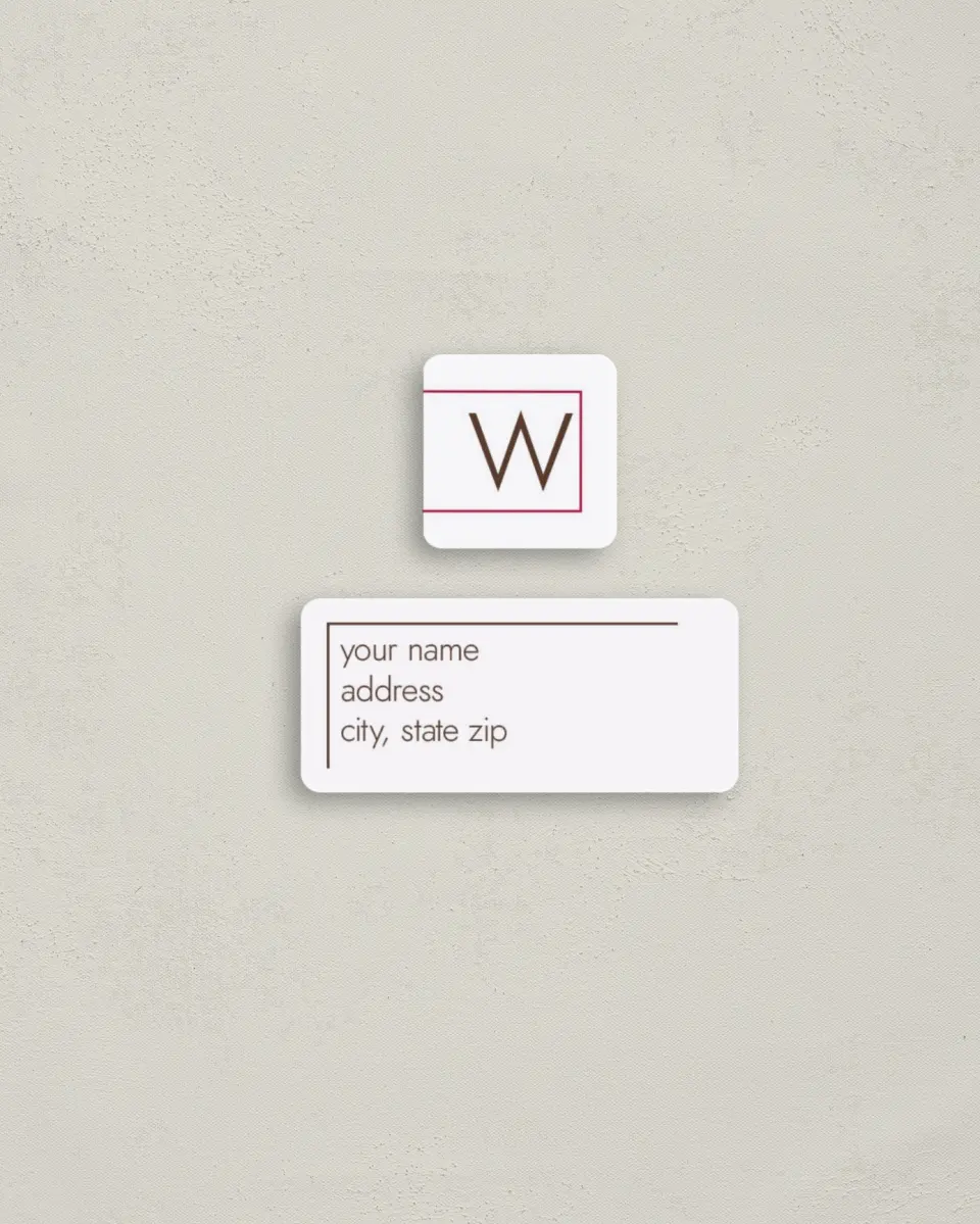 This is a 2¼" x 1" Labels; 1" x 1" Seals Return Address Label called Chic Lines printed in full color