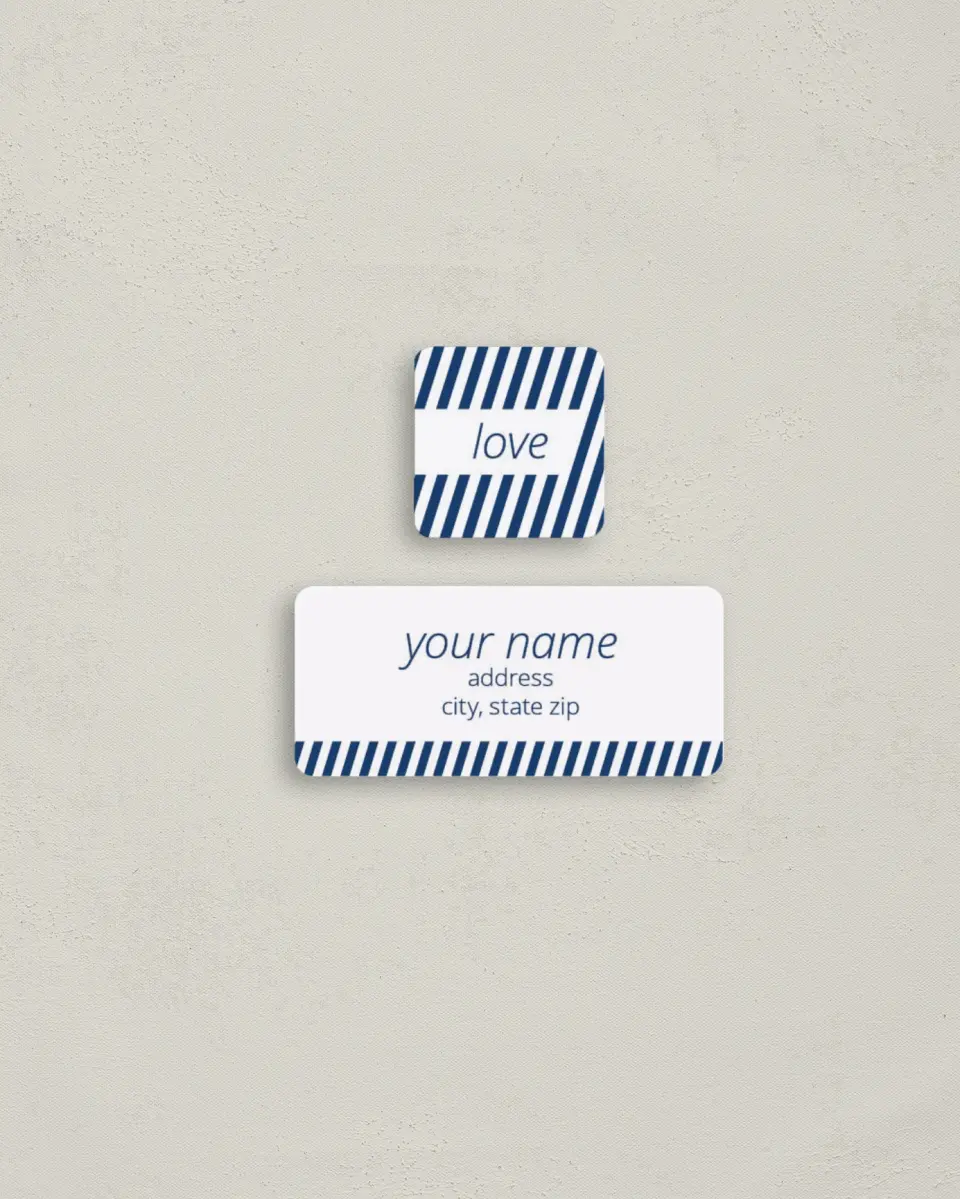This is a 2¼" x 1" Labels; 1" x 1" Seals Return Address Label called Hidden Stripe printed in full color
