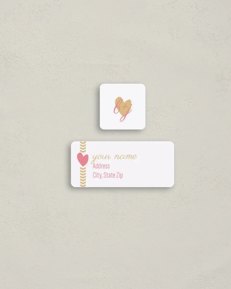 This is a 2¼" x 1" Labels; 1" x 1" Seals Return Address Label called Story of Us printed in full color