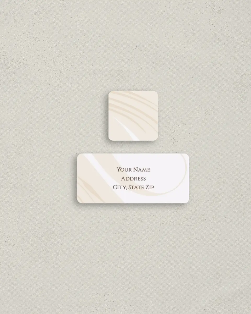 This is a 2¼" x 1" Labels; 1" x 1" Seals Return Address Label called Whispering Feather printed in full color