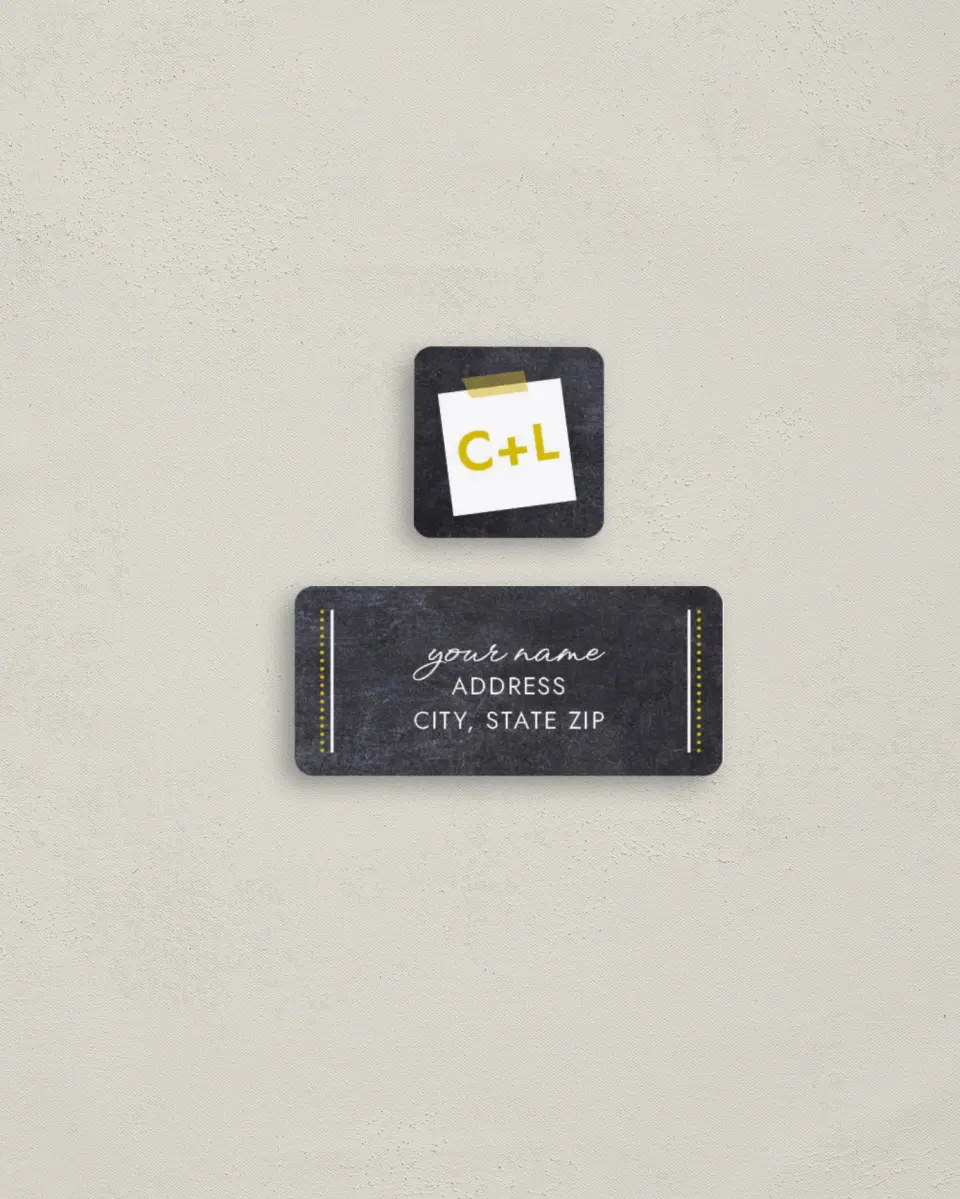 This is a 2¼" x 1" Labels; 1" x 1" Seals Return Address Label called Modern Chalkboard printed in full color