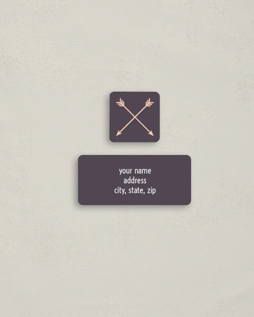 This is a 2¼" x 1" Labels; 1" x 1" Seals Return Address Label called Love Arrows printed in full color