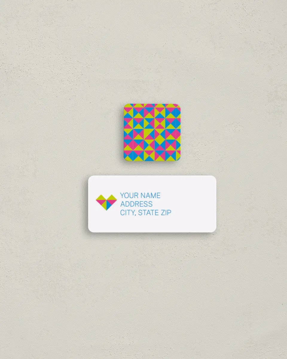 This is a 2¼" x 1" Labels; 1" x 1" Seals Return Address Label called Flirty Neon printed in full color