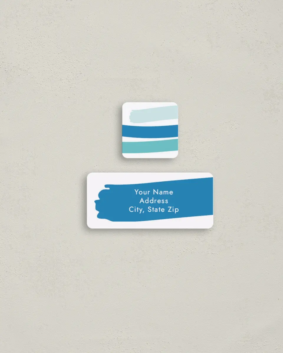 This is a 2¼" x 1" Labels; 1" x 1" Seals Return Address Label called Making Waves printed in full color