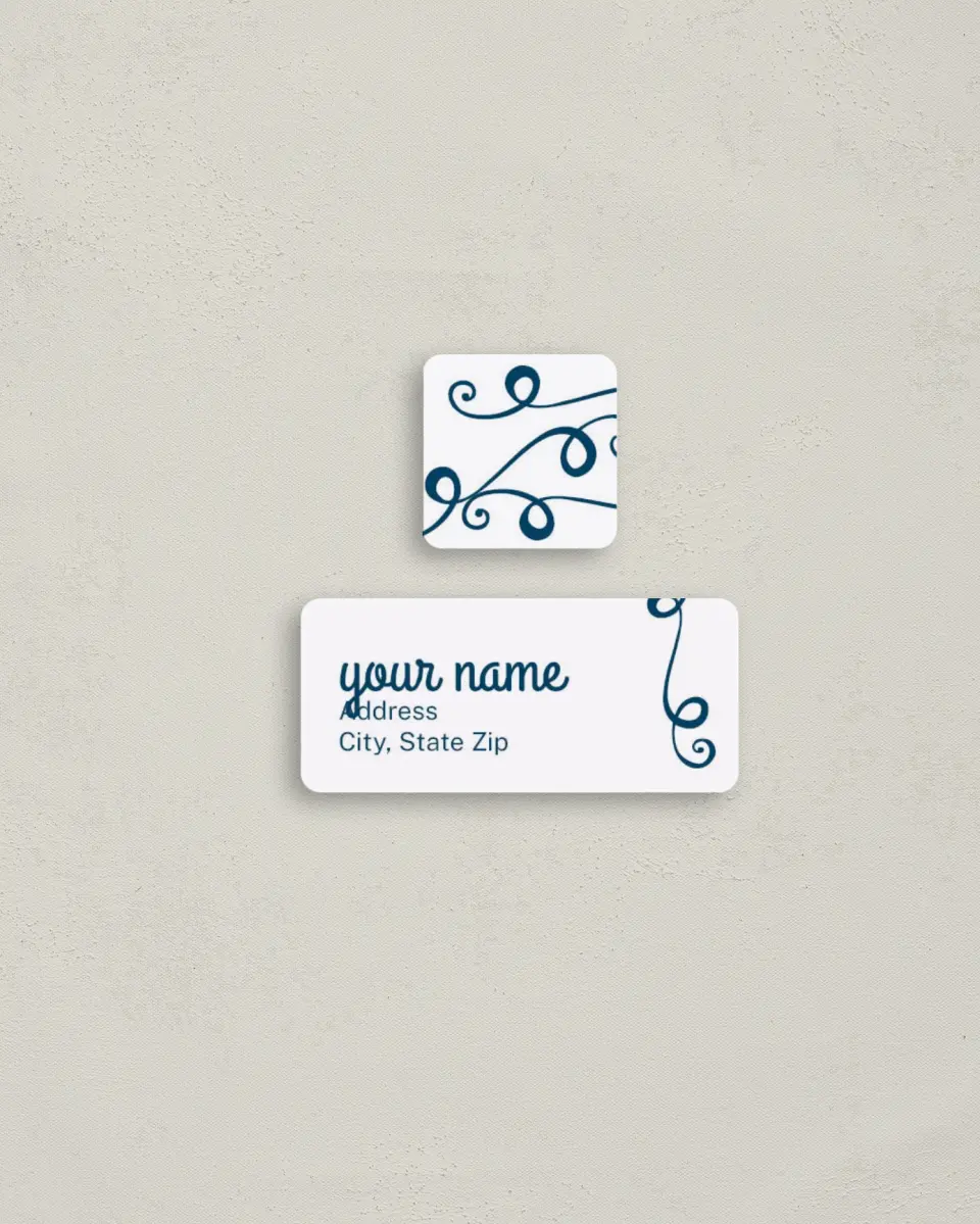 This is a 2¼" x 1" Labels; 1" x 1" Seals Return Address Labels & Seal Set called Winter Whimsy printed in full color