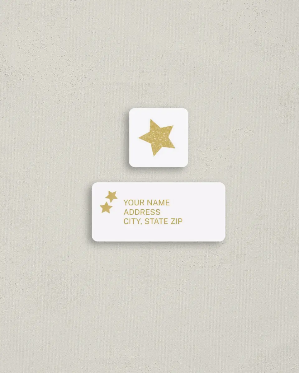 This is a 2¼" x 1" Labels; 1" x 1" Seals Return Address Labels & Seal Set called Oh What Fun printed in full color