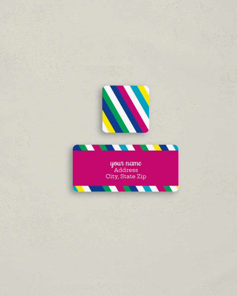 This is a 2¼" x 1" Labels; 1" x 1" Seals Return Address Labels & Seal Set called Merry & Bright printed in full color