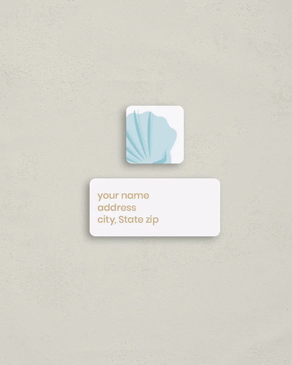 This is a 2¼" x 1" Labels; 1" x 1" Seals Return Address Label called Salty Kisses printed in full color