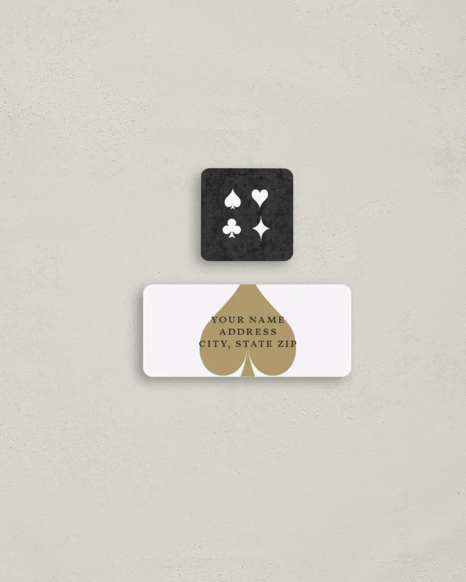 This is a 2¼" x 1" Labels; 1" x 1" Seals Return Address Label called Vegas Luxe printed in full color
