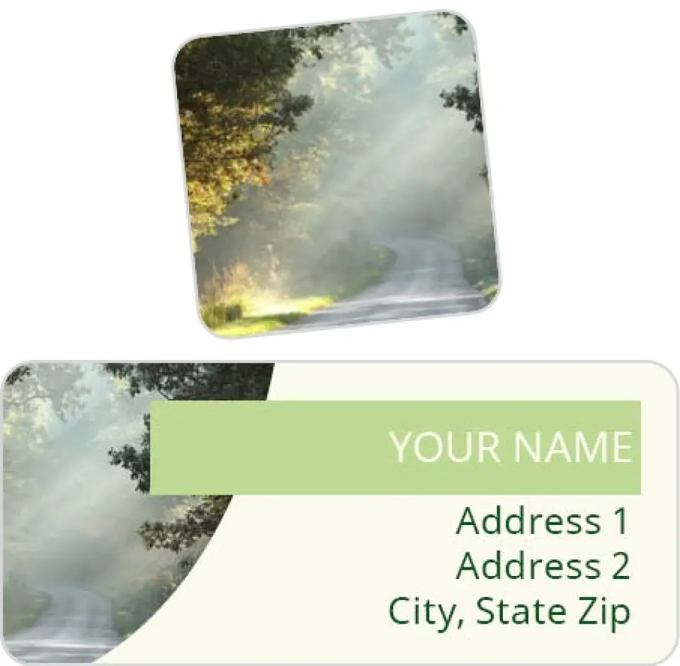 This is a 2¼" x 1" Labels; 1" x 1" Seals Label & Seal Set called Morning Glory printed in full color