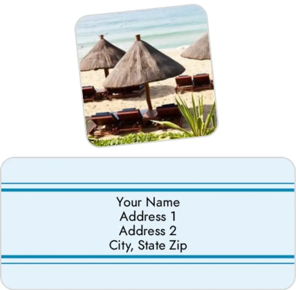 This is a 2¼" x 1" Labels; 1" x 1" Seals Label & Seal Set called Endless Horizon printed in full color