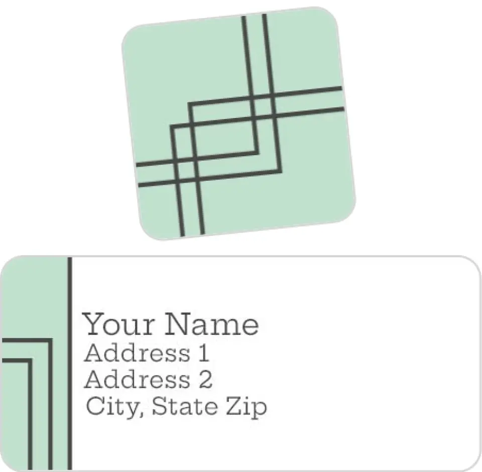 This is a 2¼" x 1" Labels; 1" x 1" Seals Label & Seal Set called Harbor Hues printed in full color