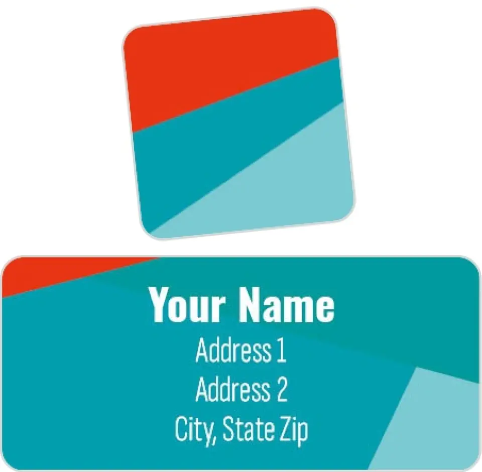 This is a 2¼" x 1" Labels; 1" x 1" Seals Label & Seal Set called Geometric Brand printed in full color