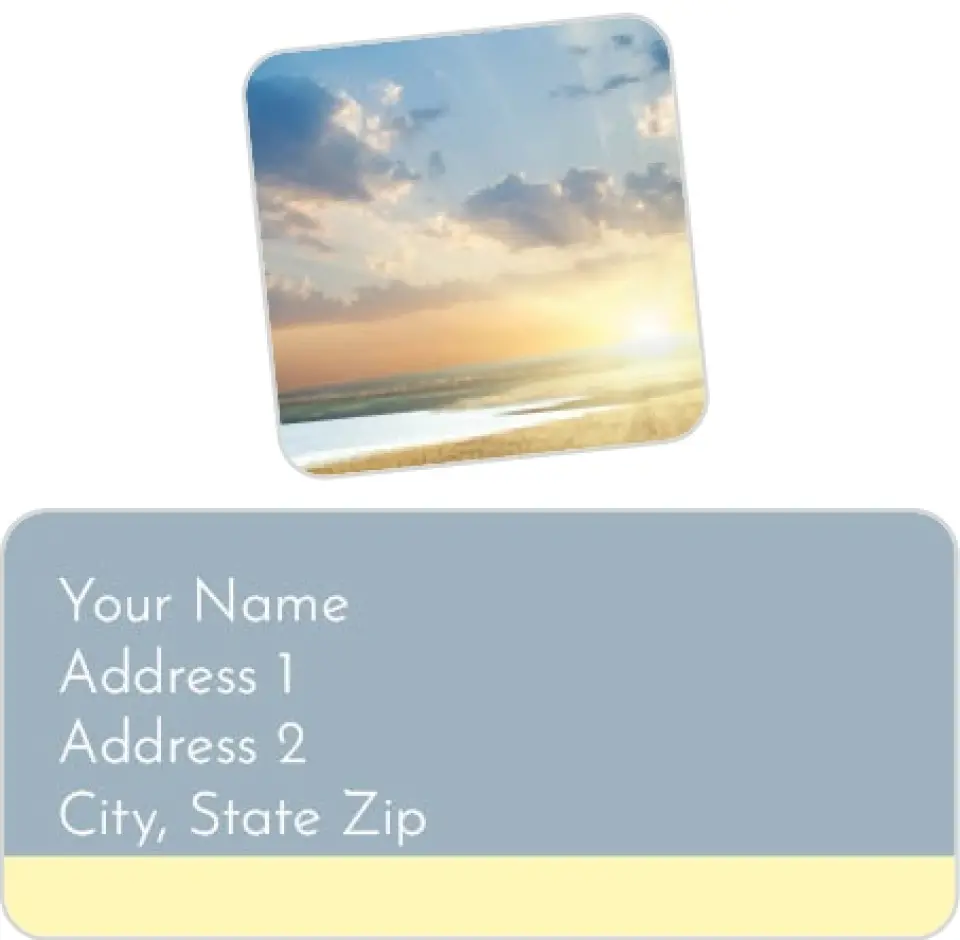 This is a 2¼" x 1" Labels; 1" x 1" Seals Label & Seal Set called Radiant Light printed in full color