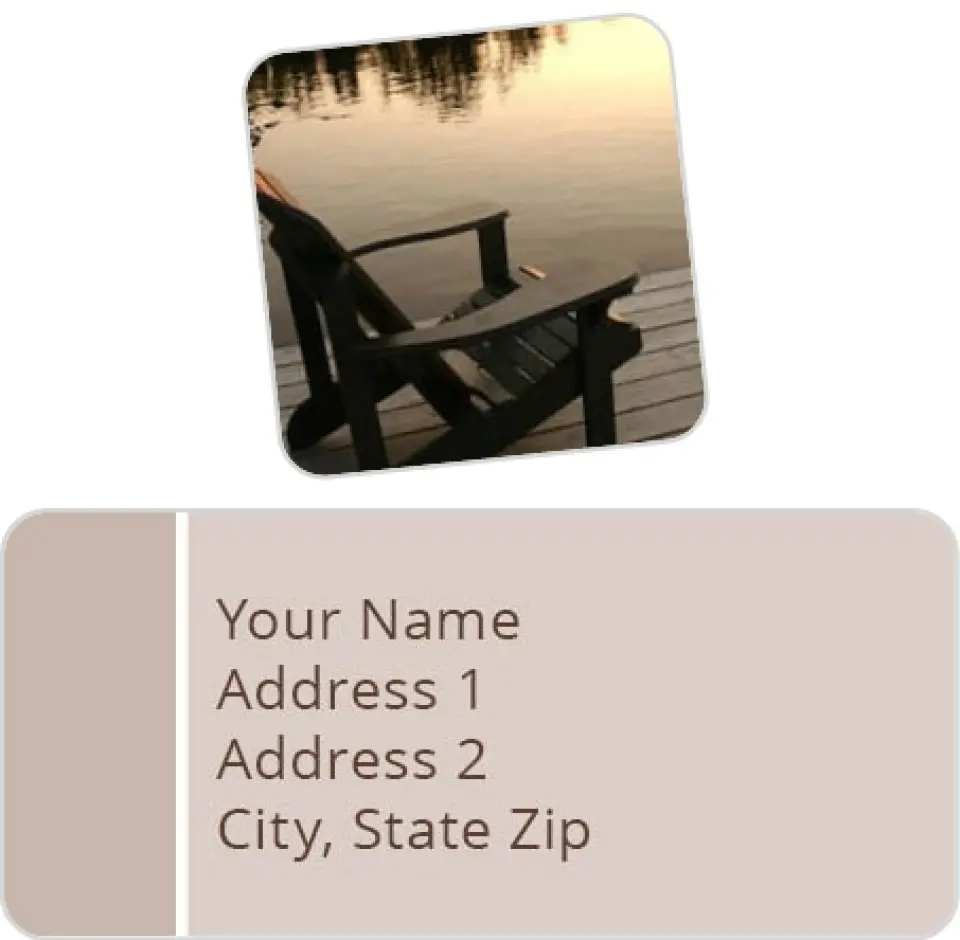 This is a 2¼" x 1" Labels; 1" x 1" Seals Label & Seal Set called Lakeside Luxury printed in full color