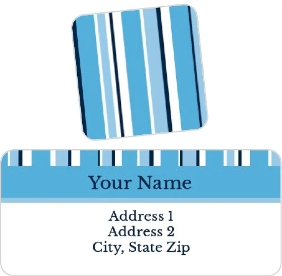 This is a 2¼" x 1" Labels; 1" x 1" Seals Label & Seal Set called Savvy Stripes printed in full color