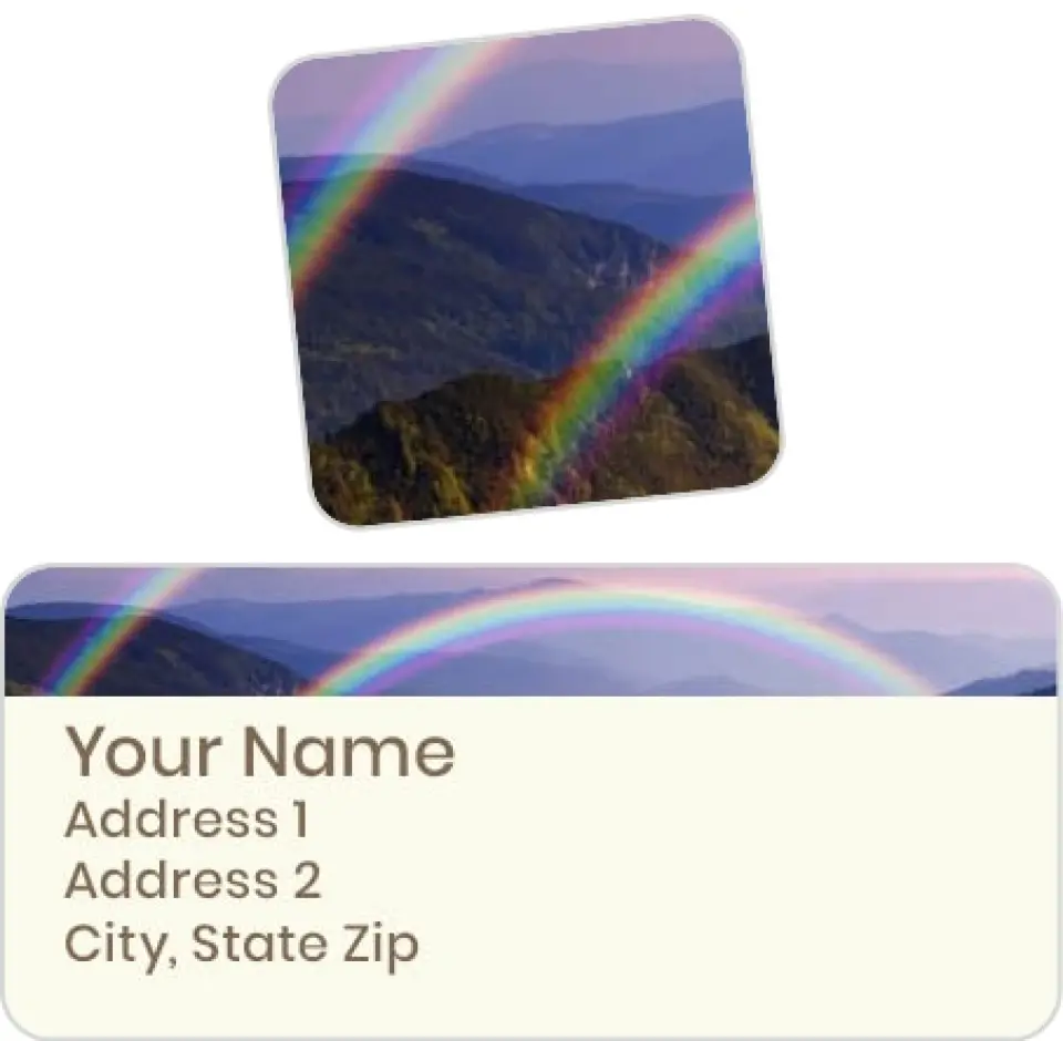 This is a 2¼" x 1" Labels; 1" x 1" Seals Label & Seal Set called Abiding Rainbow printed in full color