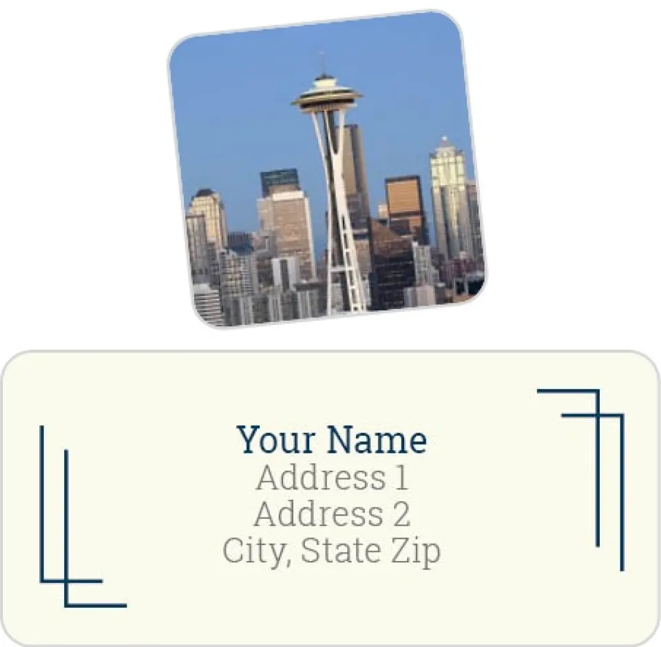 This is a 2¼" x 1" Labels; 1" x 1" Seals Label & Seal Set called Modern Metro printed in full color