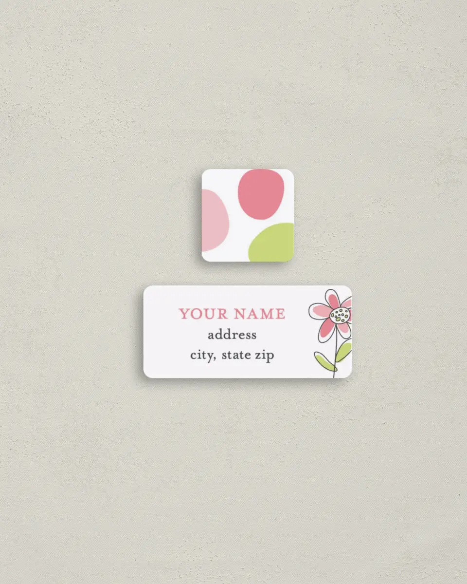 This is a 2¼" x 1" Labels; 1" x 1" Seals Return Address Label called Blooming Beauty printed in full color