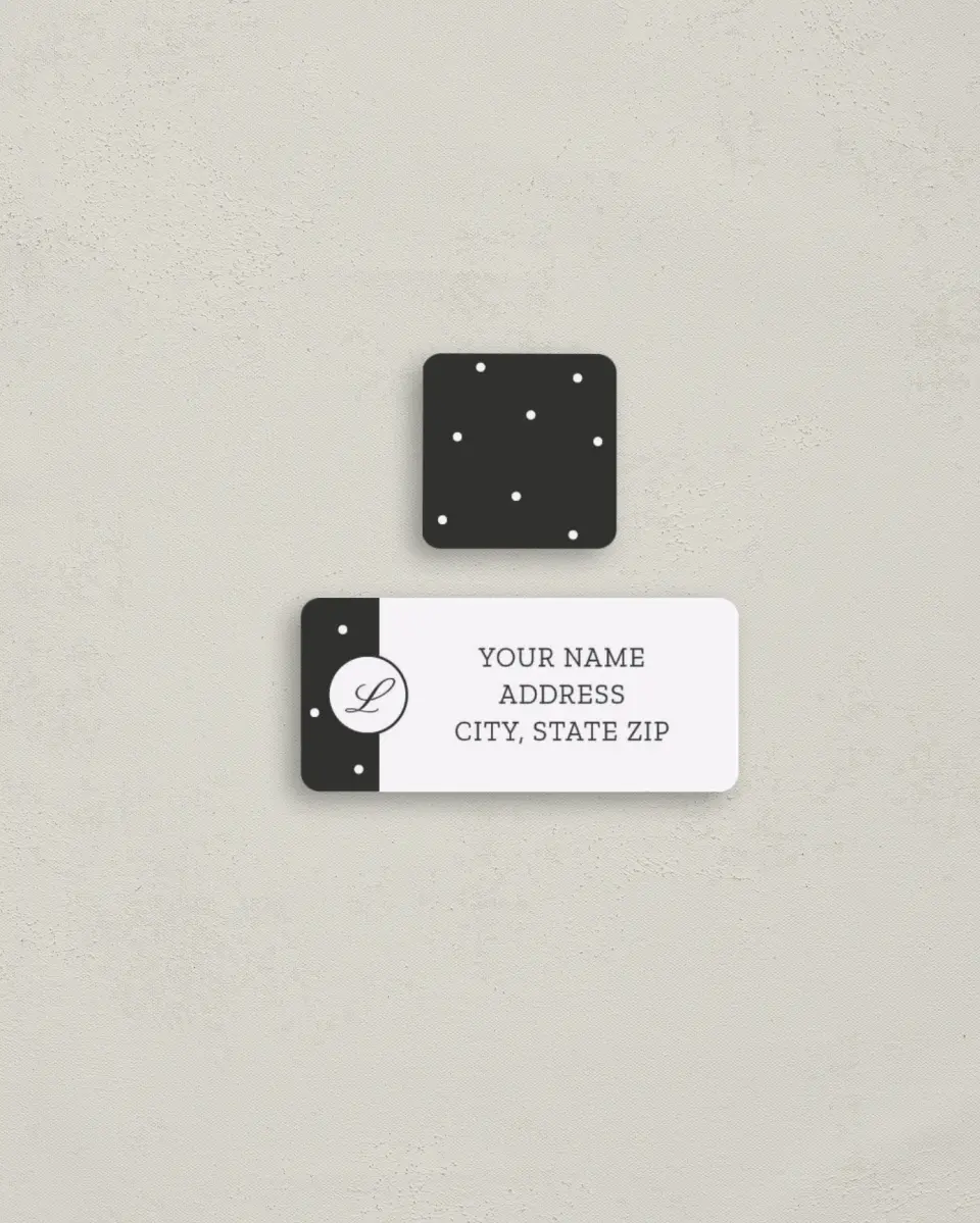 This is a 2¼" x 1" Labels; 1" x 1" Seals Return Address Label called Side By Side printed in full color