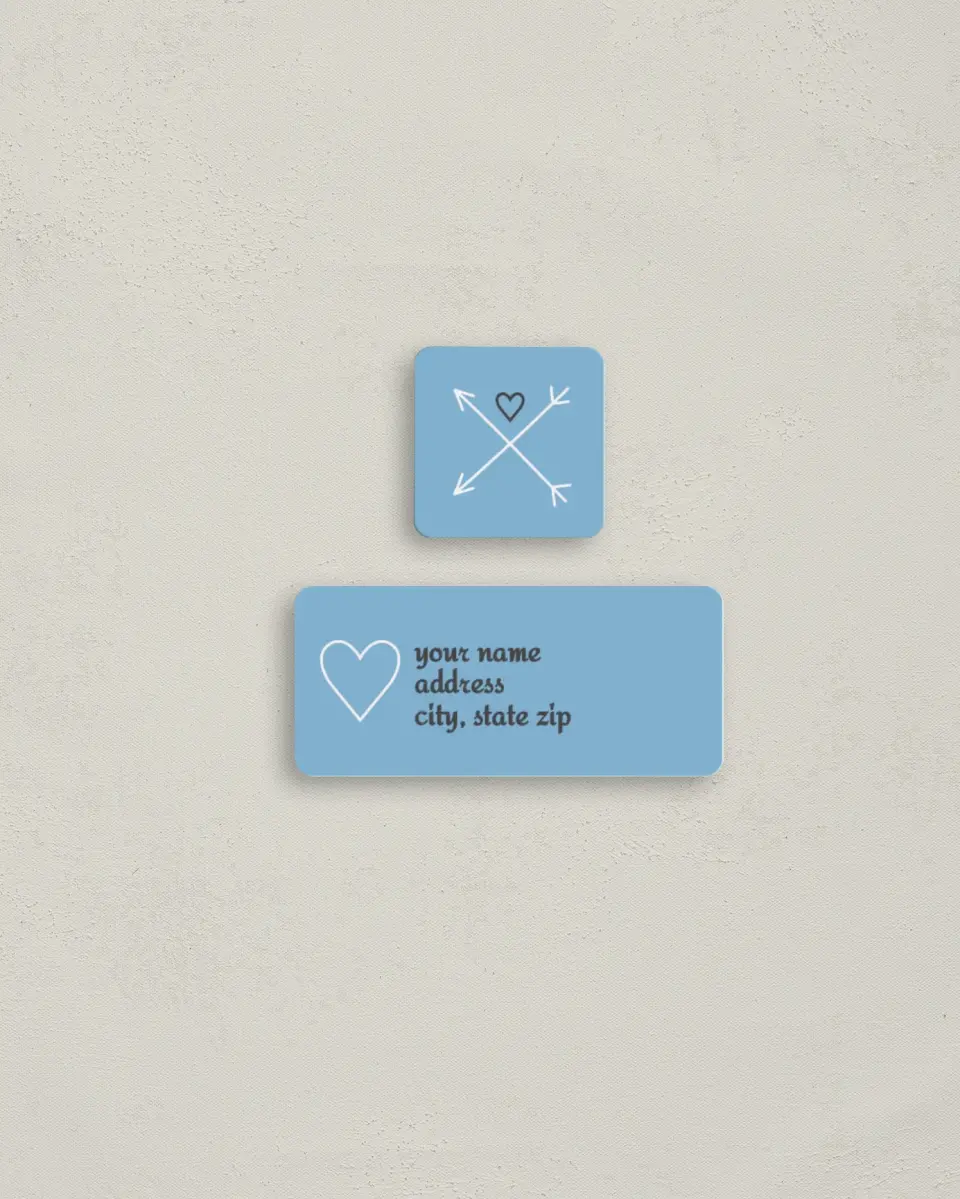 This is a 2¼" x 1" Labels; 1" x 1" Seals Return Address Label called Arrowed Charm printed in full color