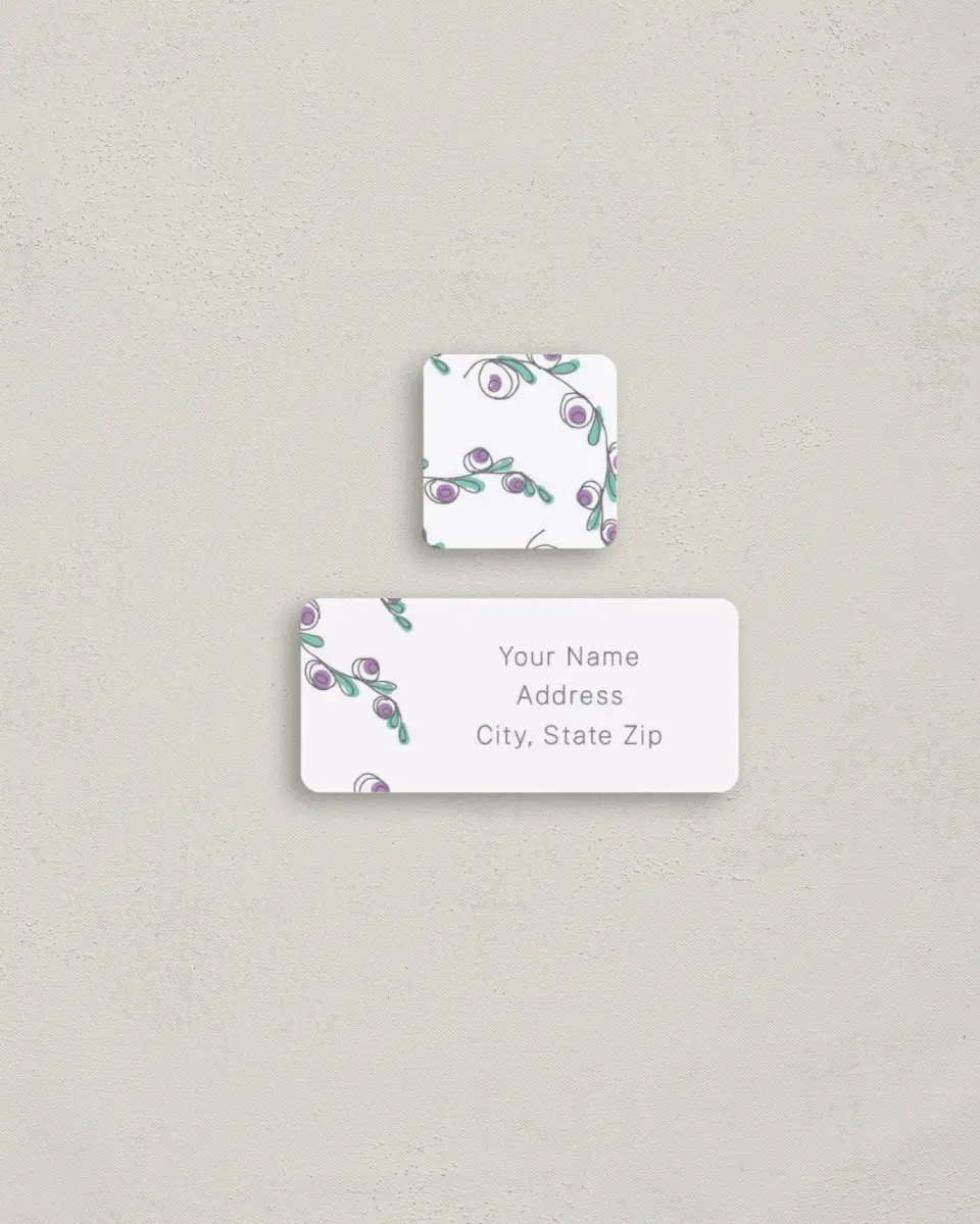 This is a 2¼" x 1" Labels; 1" x 1" Seals Return Address Label called Whimsical Wishes printed in full color