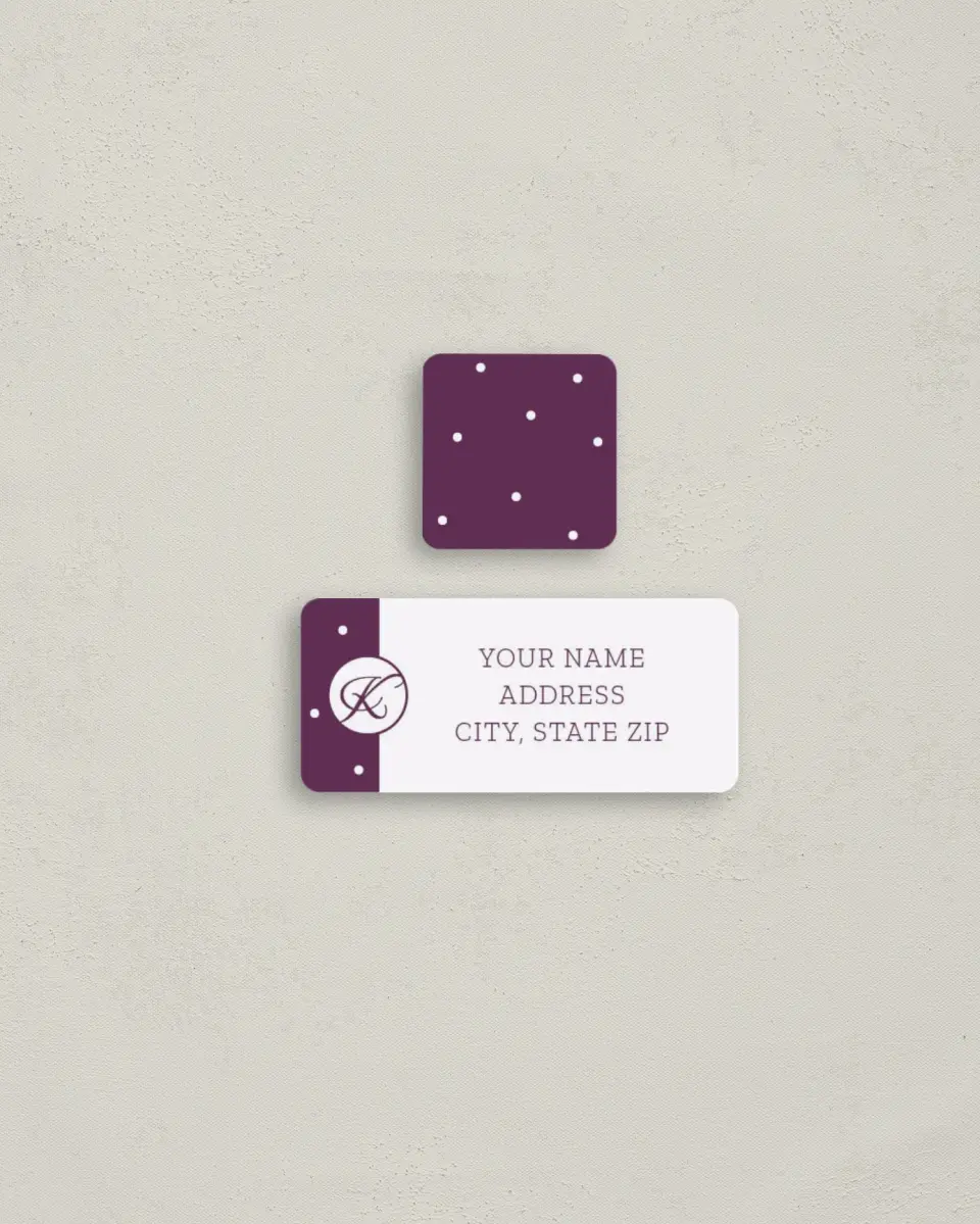This is a 2¼" x 1" Labels; 1" x 1" Seals Return Address Label called Lovable Dots printed in full color