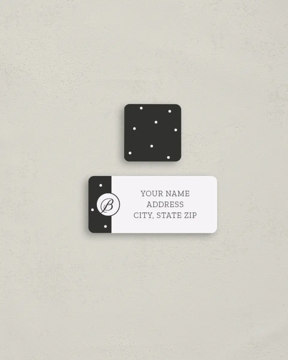 This is a 2¼" x 1" Labels; 1" x 1" Seals Return Address Label called Lovable Dots printed in full color