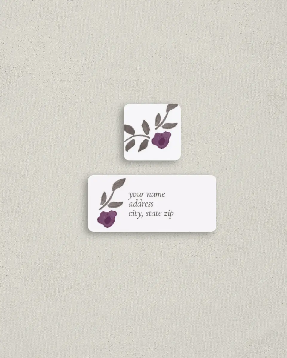 This is a 2¼" x 1" Labels; 1" x 1" Seals Return Address Label called Painterly Love printed in full color