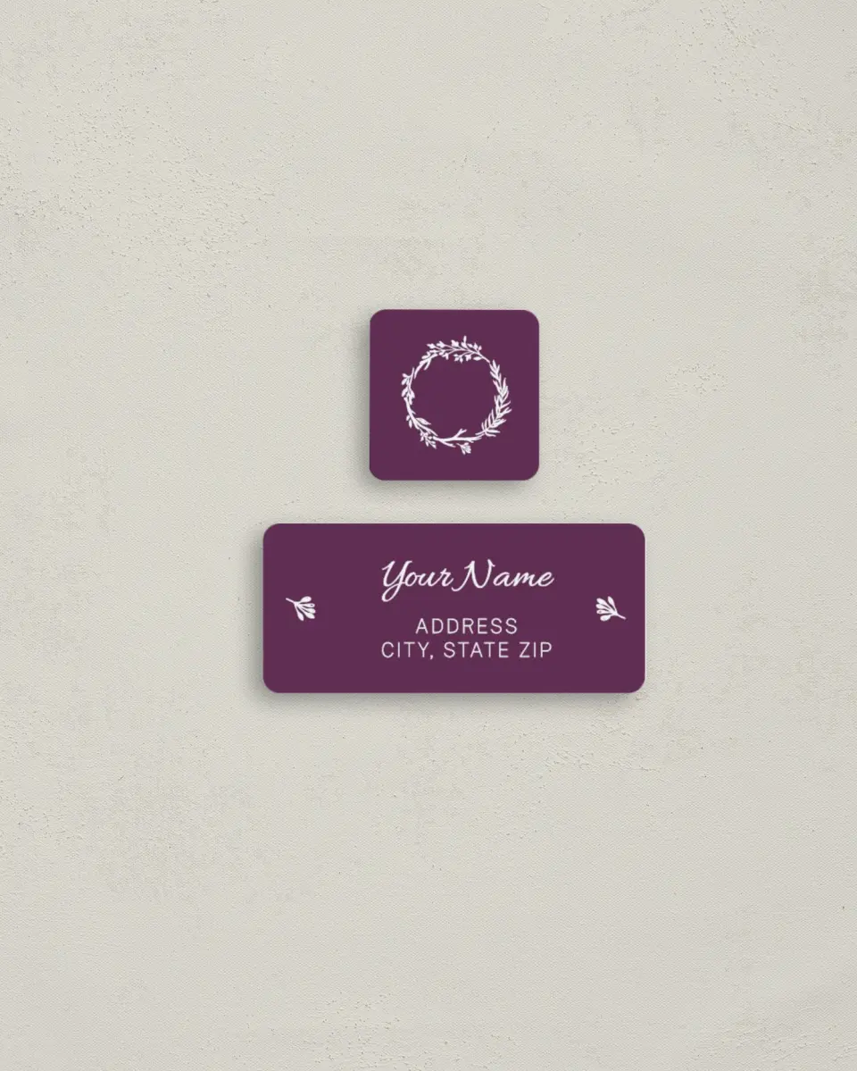 This is a 2¼" x 1" Labels; 1" x 1" Seals Return Address Label called Charming Love Story printed in full color