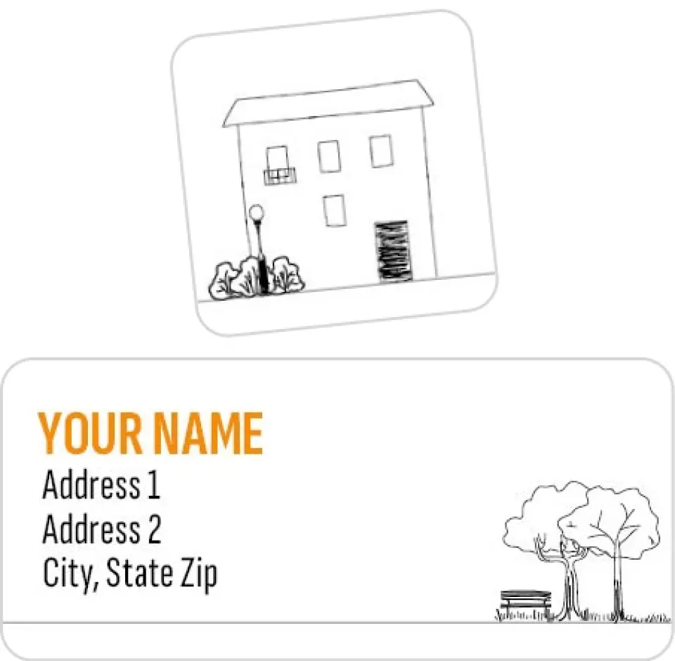 This is a 2¼" x 1" Labels; 1" x 1" Seals Label & Seal Set called City Sketch printed in full color