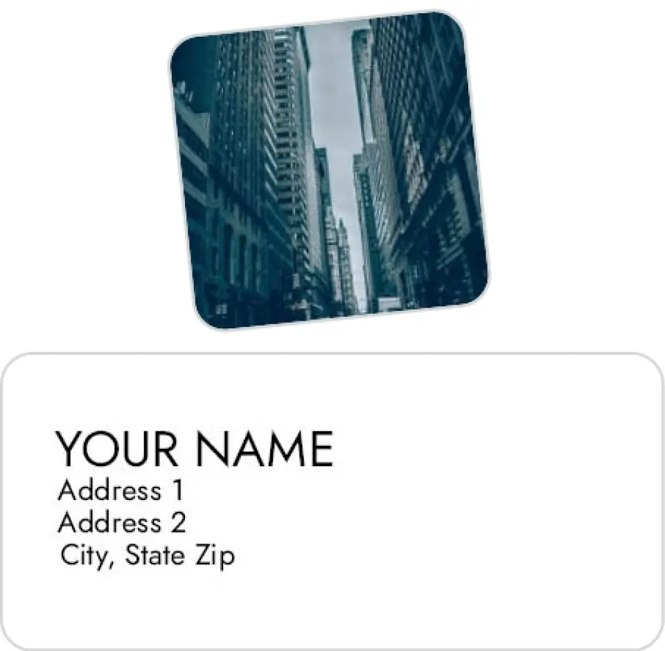 This is a 2¼" x 1" Labels; 1" x 1" Seals Label & Seal Set called City View printed in full color