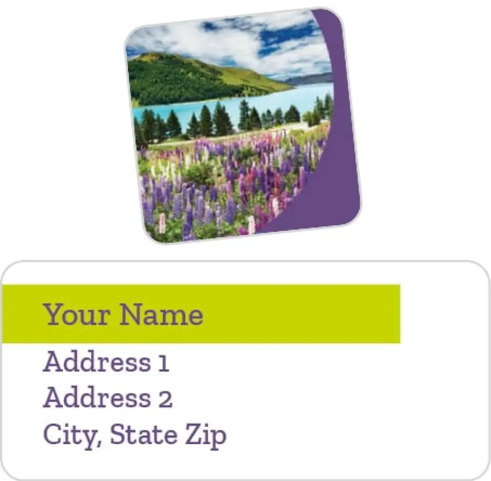 This is a 2¼" x 1" Labels; 1" x 1" Seals Label & Seal Set called Hidden Tropics printed in full color