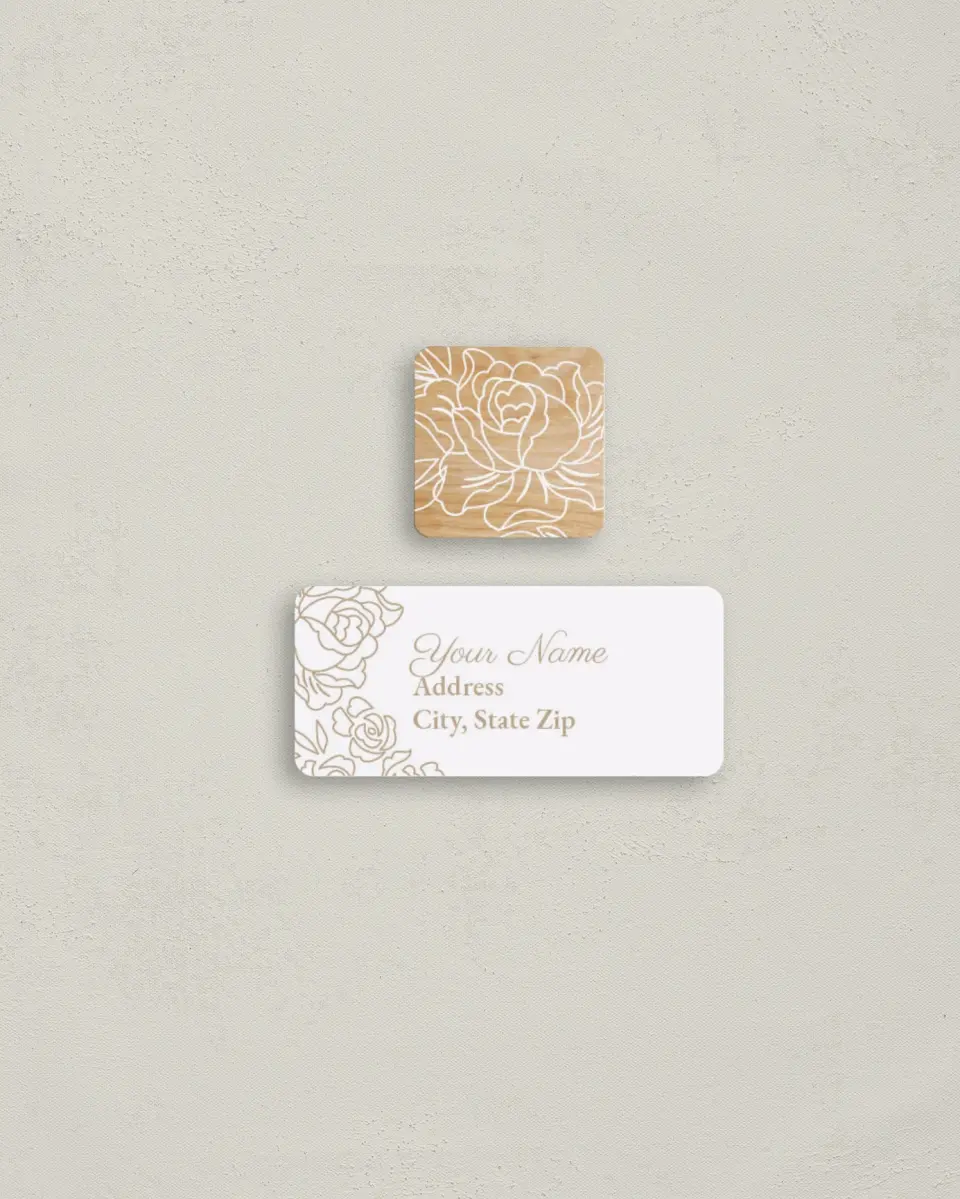 This is a 2¼" x 1" Labels; 1" x 1" Seals Return Address Label called Rustic Woodgrain printed in full color