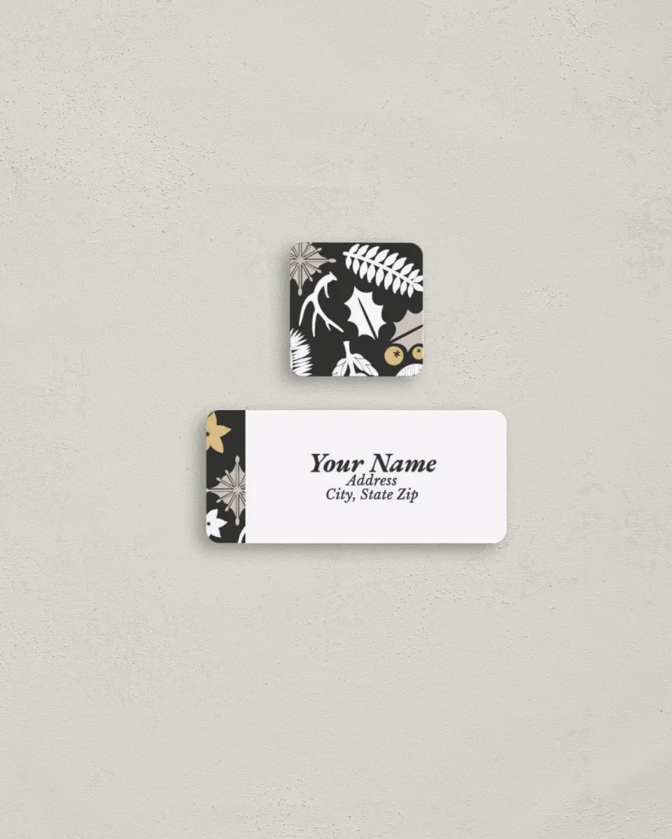 This is a 2¼" x 1" Labels; 1" x 1" Seals Return Address Label called Rustic Holiday Joy printed in full color