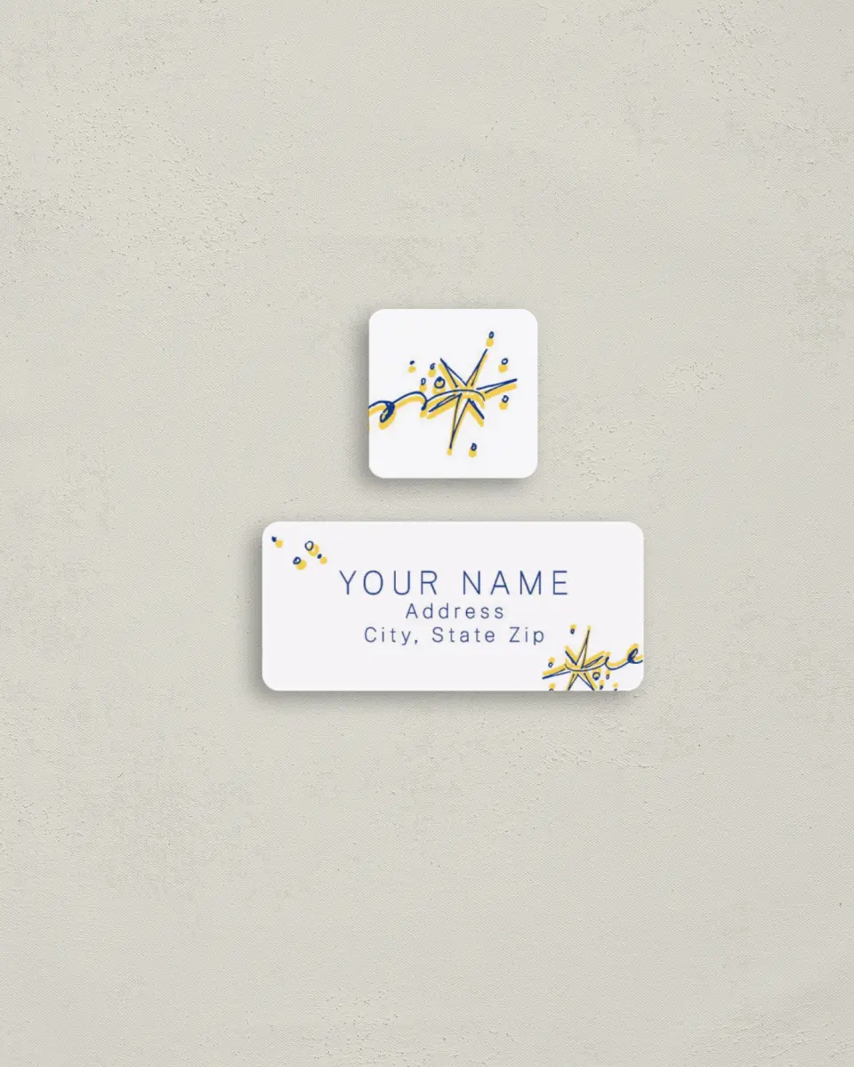 This is a 2¼" x 1" Labels; 1" x 1" Seals Return Address Label called Happy New Year printed in full color