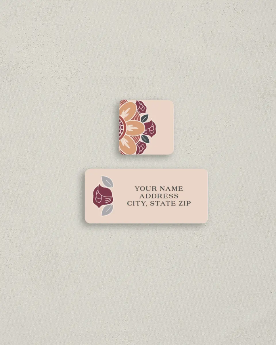This is a 2¼" x 1" Labels; 1" x 1" Seals Return Address Label called Zentangle Bloom printed in full color