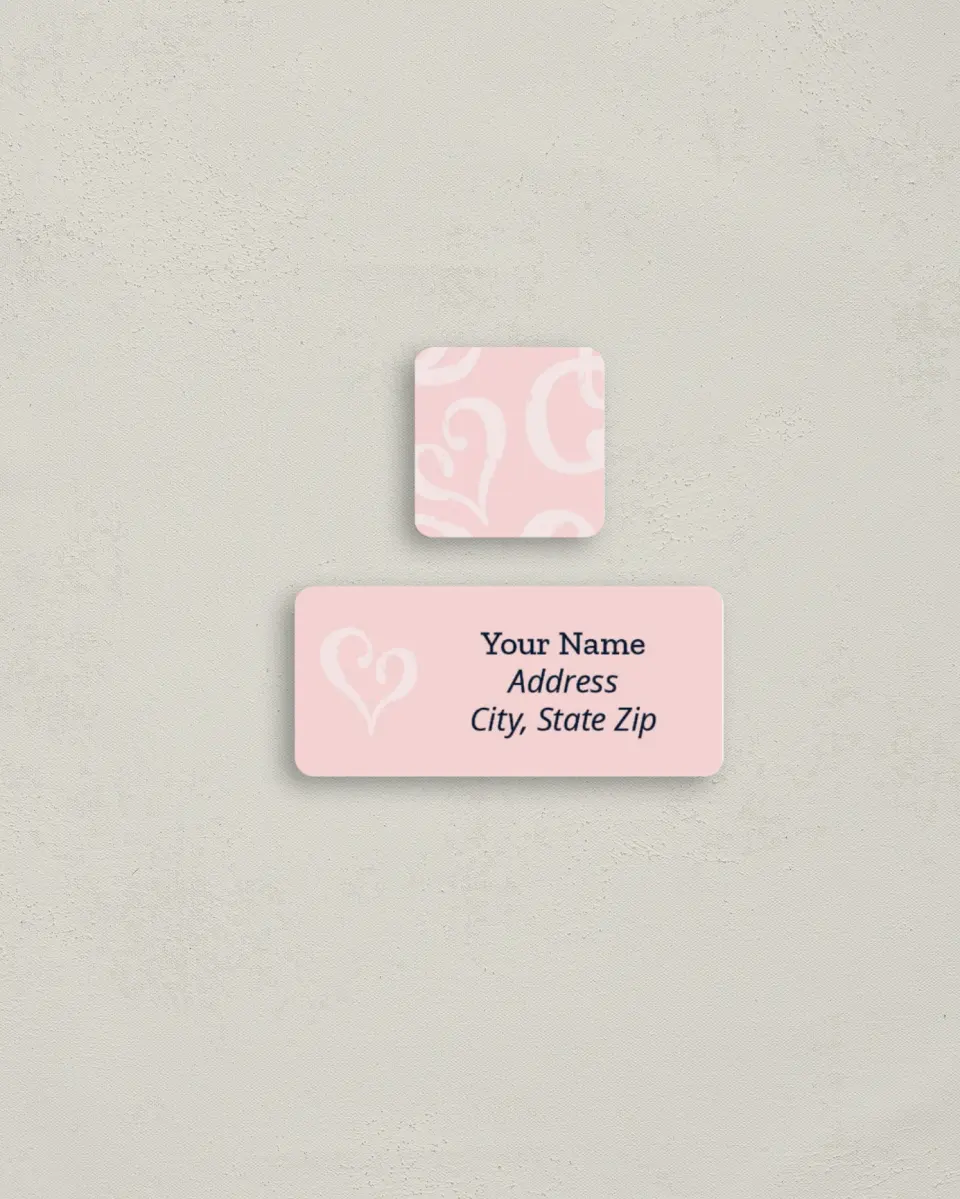 This is a 2¼" x 1" Labels; 1" x 1" Seals Return Address Label called Love Letters printed in full color