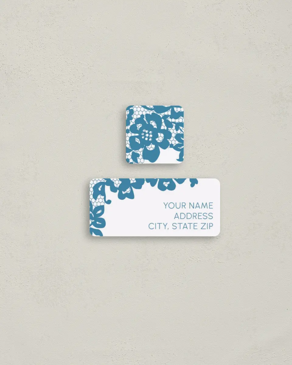 This is a 2¼" x 1" Labels; 1" x 1" Seals Return Address Label called Modern Lace printed in full color
