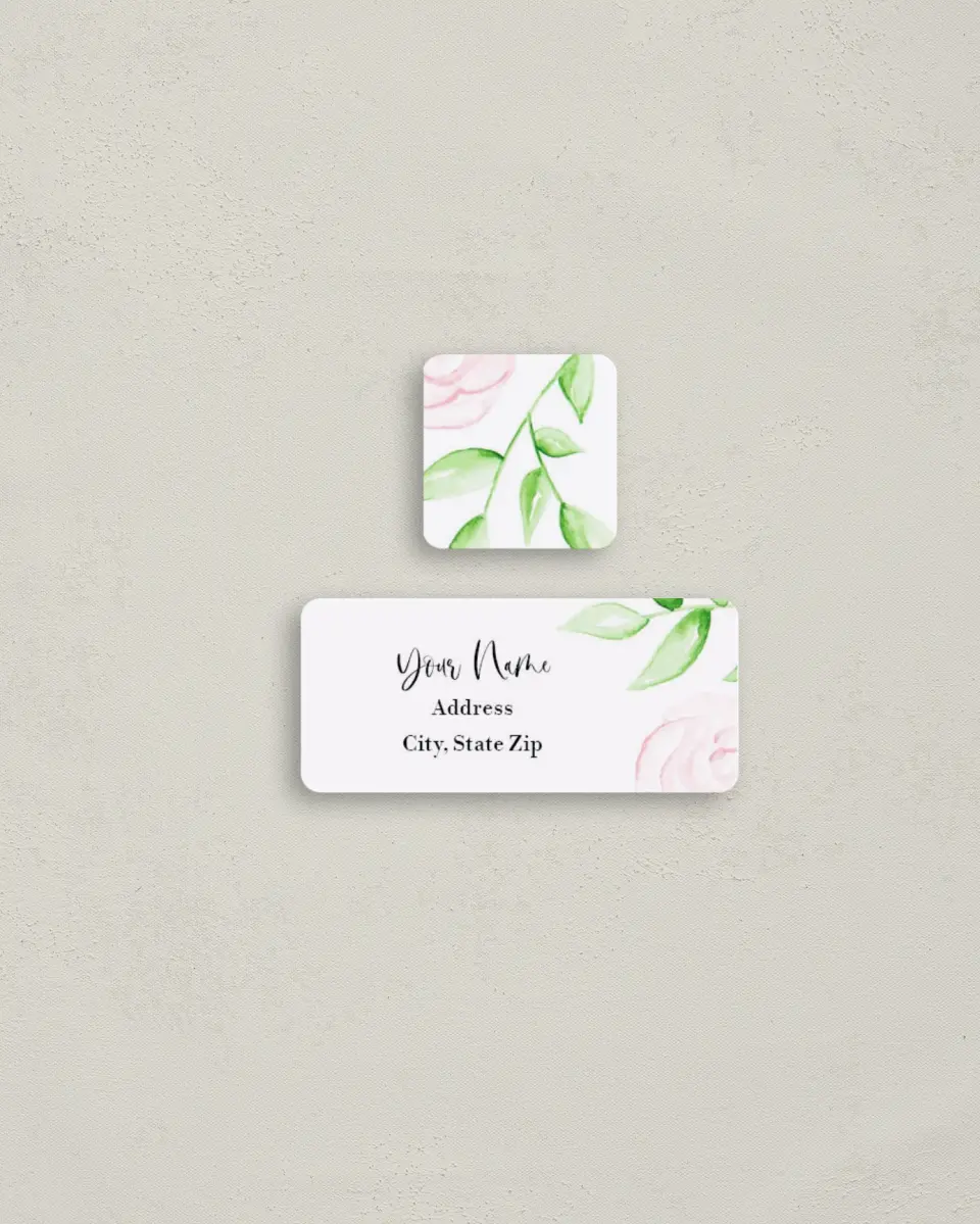 This is a 2¼" x 1" Labels; 1" x 1" Seals Return Address Label called Painterly Bouquet printed in full color