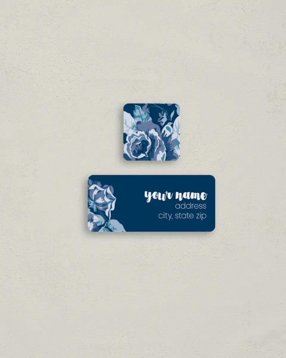 This is a 2¼" x 1" Labels; 1" x 1" Seals Return Address Label called Winsome Bouquet printed in full color